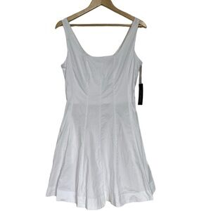 Sleeveless White Fit & Flare White Cotton Dress Wedding Bridal Shower Coastal